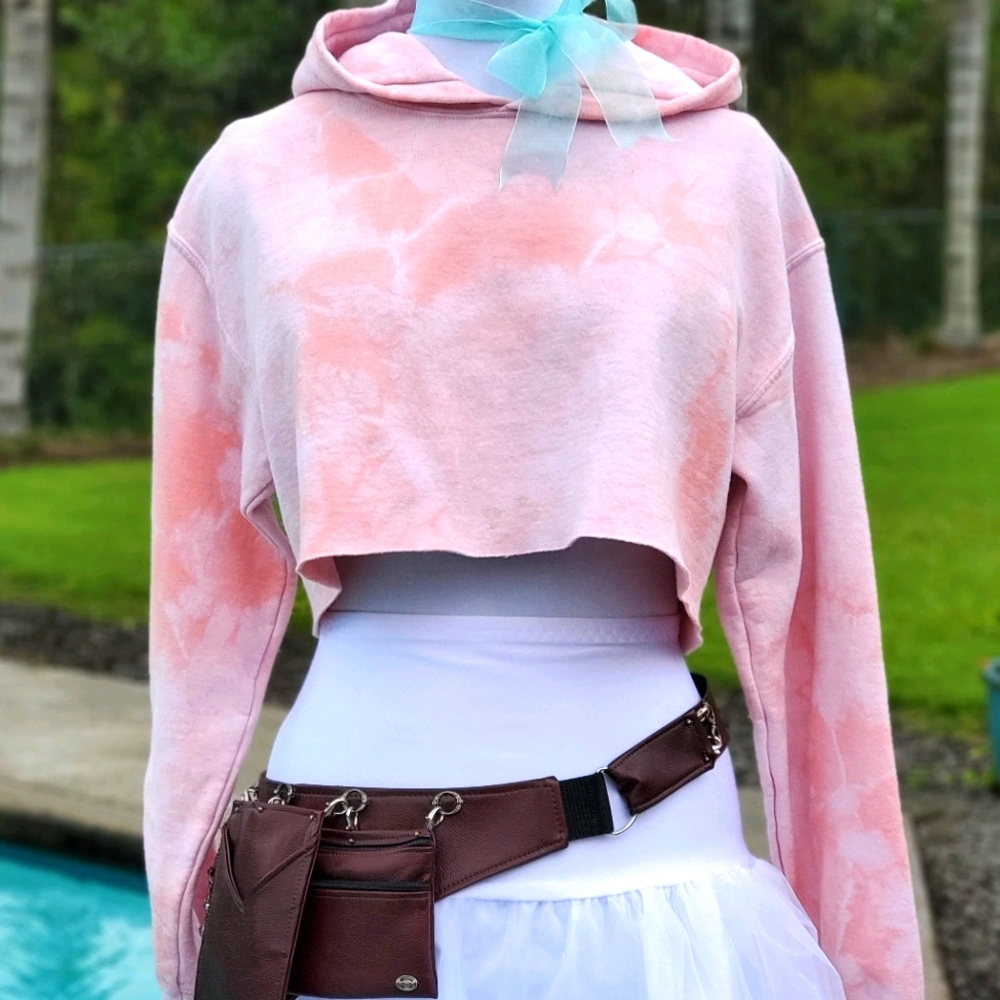 Gildan Heavy blend crop sweatshirt, S tie-dye pink